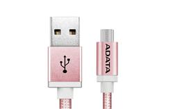ADATA Micro USB kabel pletený, 1m, růžový