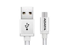 ADATA Micro USB kabel pletený, 1m, stříbrný
