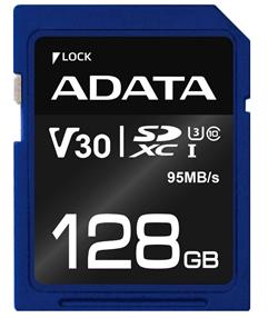 ADATA paměťová karta 128GB Premier Pro SDXC UHS-I U3 V30S (čtení/zápis: 95/60MB/s)