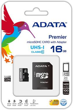 ADATA 16GB Micro SD SDHC class 10 with Adapter/UH