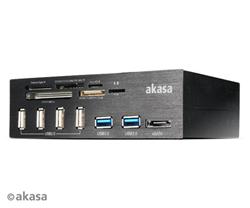 AKASA AK-HC-05BKV2 Interconnect PRO, Hliníkový panel s USB (4xUSB2, 2xUSB3.0), čtečka karet a eSATA