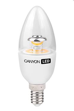 Canyon LED COB žárovka, E14, svíčka, průhledná, 6W