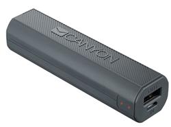 CANYON powerbanka 2600 mAh, kompaktní, Lithium-ion, micro USB input5V/1A a USB output 5V/1A (max.), tmavě šedá
