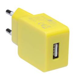 CONNECT IT COLORZ nabíjecí adaptér 1xUSB 1A, žlutý