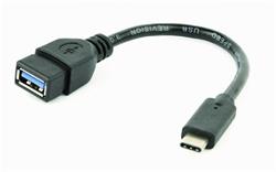Gembird adaptér OTG USB-C (M) na USB A 3.0/2.0 (F), 0.2m kabel, černý