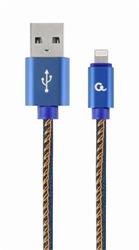Gembird kabel nabíjecí Lightning 8-pin (M) na USB 2.0 (M), prémiový, opletený, metal. konektor, džínovina, 1m