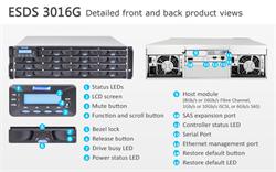 INFORTREND (ESDS 3016GE) 3U, 4x 1G iSCSI + 1x host board sloty, 1x6G SAS exp.,16xHDD bay, Single Controller, 1x2GB, 2x P