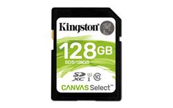 Kingston paměťová karta 128GB Canvas Select SDXC UHS-I U1 (čtení/zápis: 80/10MB/s)