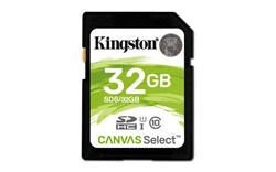 Kingston paměťová karta 32GB Canvas Select SDHC UHS-I U1 (čtení/zápis: 80/10MB/s)