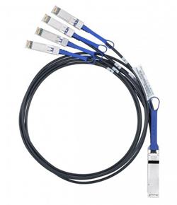 nVidia Mellanox passive copper hybrid cable, ETH 40GbE to 4x10GbE, QSFP to 4xSFP+, 3m