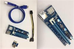 Riser board card adapter extender, PCIe 16x - 1x, USB3.0, 50cm