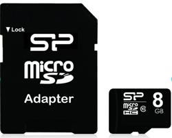 Silicon Power paměťová karta 8GB micro SDHC CL10 (čtení:zápis: 40/10MB/s) + SD adaptér
