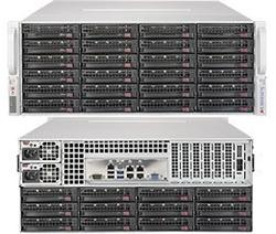 SUPERMICRO 4U SuperStorage server RAID 12Gb/s SAS/SATA 36xHS HDD (expand.24front+12rear), HW RAID LSI 3108, 2x1200W,IPMI