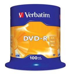 Verbatim - DVD-R 4,7GB 16x 100ks v cake obale