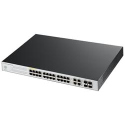 ZyXEL NSW100-28P 28-port GbE Nebula Cloud Managed (L2) PoE Switch: 24x GbE + 4x dual personality (GbE/SFP), PoE (802.3at