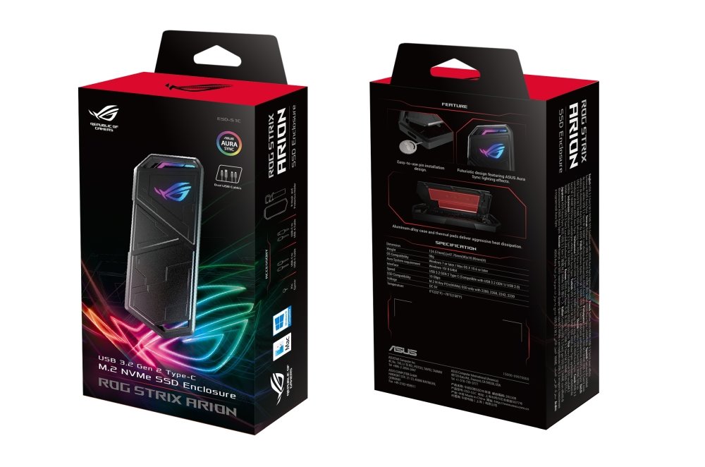 ACC ASUS ROG Strix Arion, M.2 SSD, USB-C, box, černá