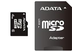 ADATA 4GB Micro SD SDHC class 4 with Adapter