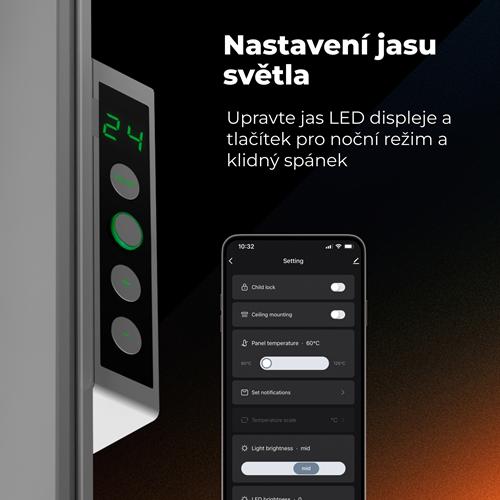 AENO GH11s Quadro Chytré Topení, infrared + konvekce, tvrzené sklo, 500W, 50x50cm, Bílá