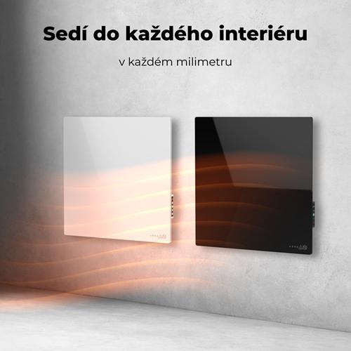 AENO GH12s Quadro Chytré Topení, infrared + konvekce, tvrzené sklo, 500W, 50x50cm, Černá