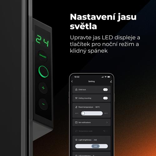 AENO GH12s Quadro Chytré Topení, infrared + konvekce, tvrzené sklo, 500W, 50x50cm, Černá