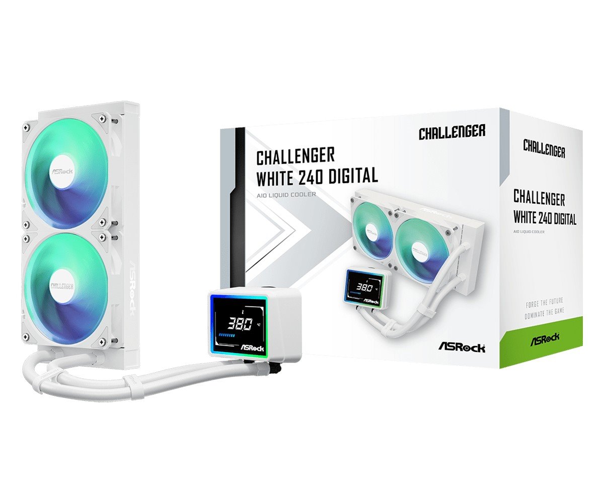AIOCOOL Asrock Challenger White 240 Digital, ARGB, White, 240mm