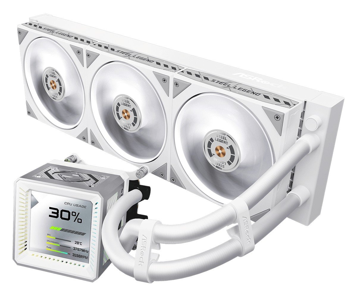 AIOCOOL Asrock Steel Legend 360 LCD, White, 360mm
