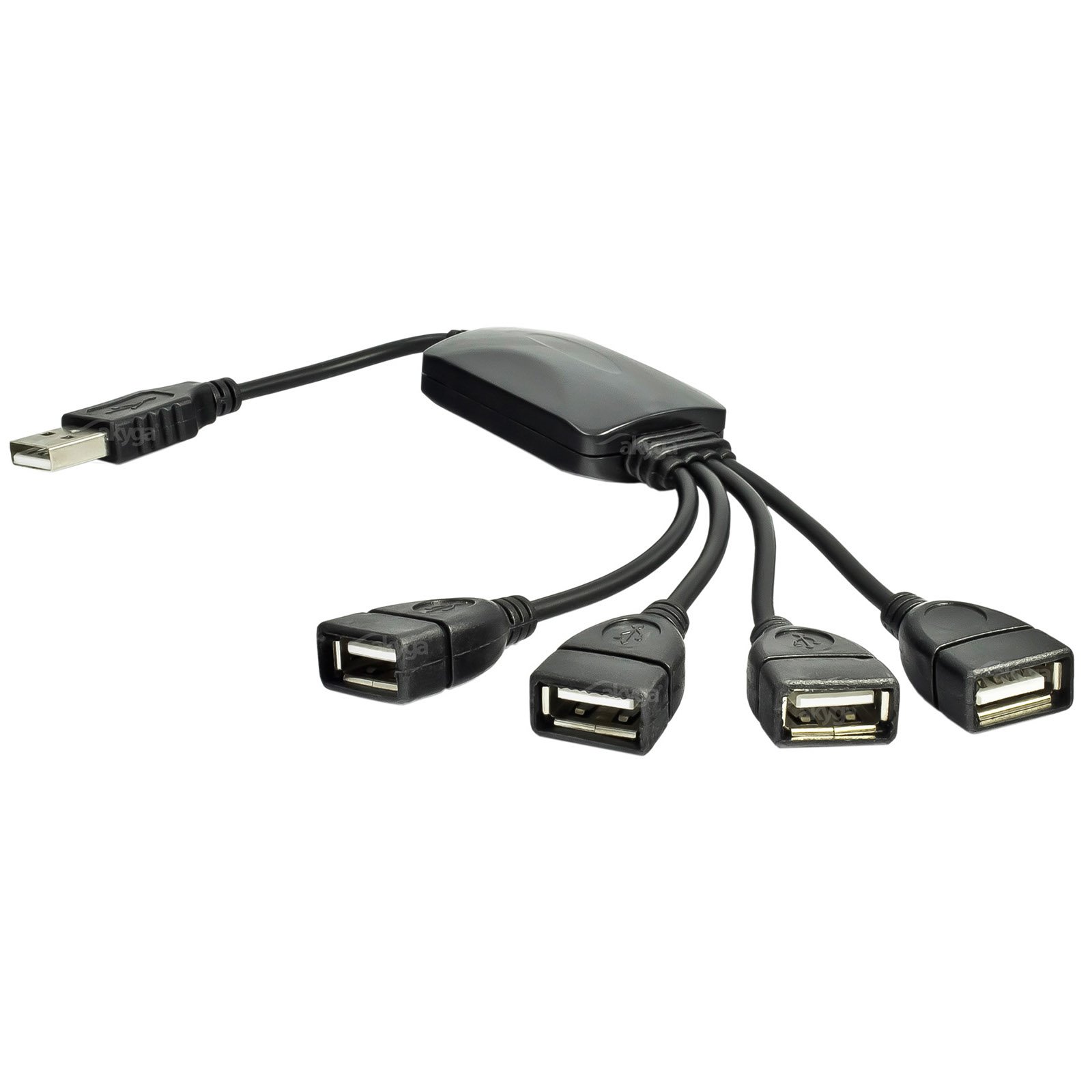 Akyga Adaptér Hub USB 2.0 4-port, ABS, černá, 15cm