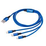 Akyga Kabel USB-A 3.0/Micro USB-B/USB-C/Lightning modrá 1,2m