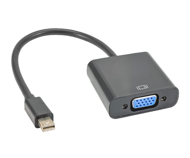 Akyga Konvertor mini DisplayPort (M)/VGA (F), PVC, černá, 15cm