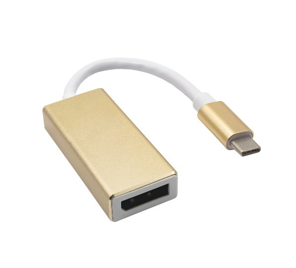 Akyga Konvertor USB type C/DisplayPort (F), ABS, 4K UHD, zlatá, 15cm
