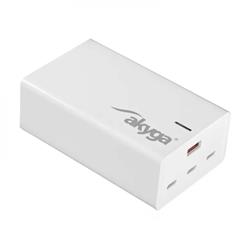 Akyga Nabíječka univerzální USB-A + 3x USB-C PD 5-28V / max. 5A 140W Quick Charge 3.0 GaN, bílá