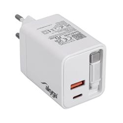 Akyga USB Nabíječka AK-CH-30 USB-A + 2x USB-C PD 5-20V / max. 3.25A 65W Quick Charge 3.0 GaN