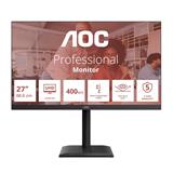 AOC Monitor U27E4CV, 27", IPS, 3840x2160, 16:9, 400cd, 1200:1, 4ms, DP, HDMI, 60Hz, USB Hub, RJ45, pivot, repro