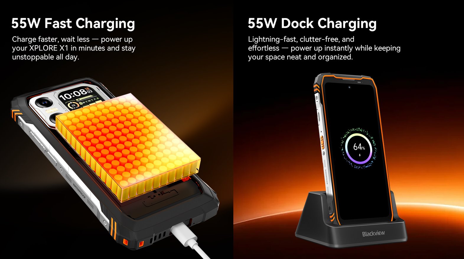 BLACKVIEW Rugged XPLORE 1X 5G Rugged 6.78",FHD 2460x1080,12+256GB,Octa-core 2.4Ghz,50+64MP+20MP,Night,20000mAh,Andr 15