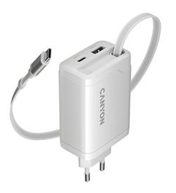 CANYON charger OnCharge 65RC Build-In Cable USB-C 65W 1xPD 1xQC EU White