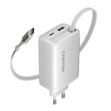 CANYON charger OnCharge 65RC Build-In Cable USB-C 65W 1xPD 1xQC EU White
