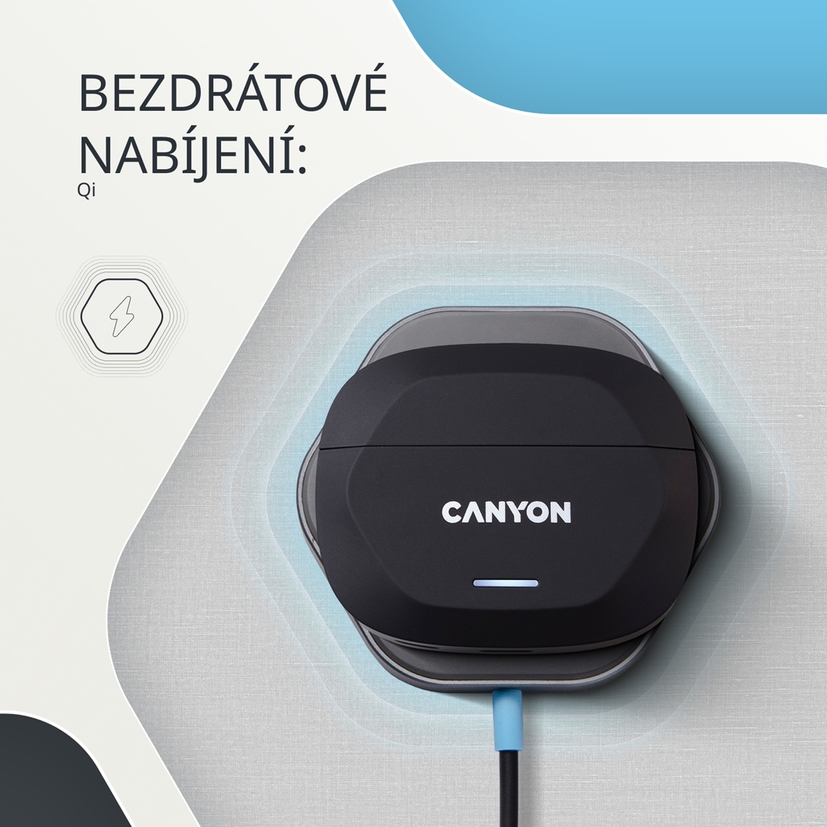 CANYON headset HEXAGON 7 TWS ANC+ENC Wireless Charge White Beige
