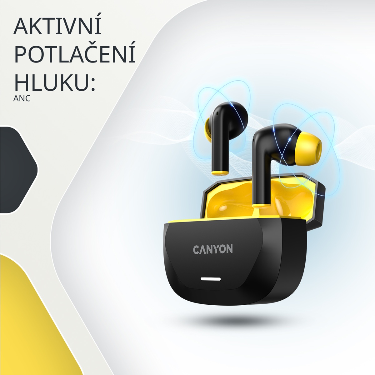 CANYON headset HEXAGON 7 TWS ANC+ENC Wireless Charge White Beige