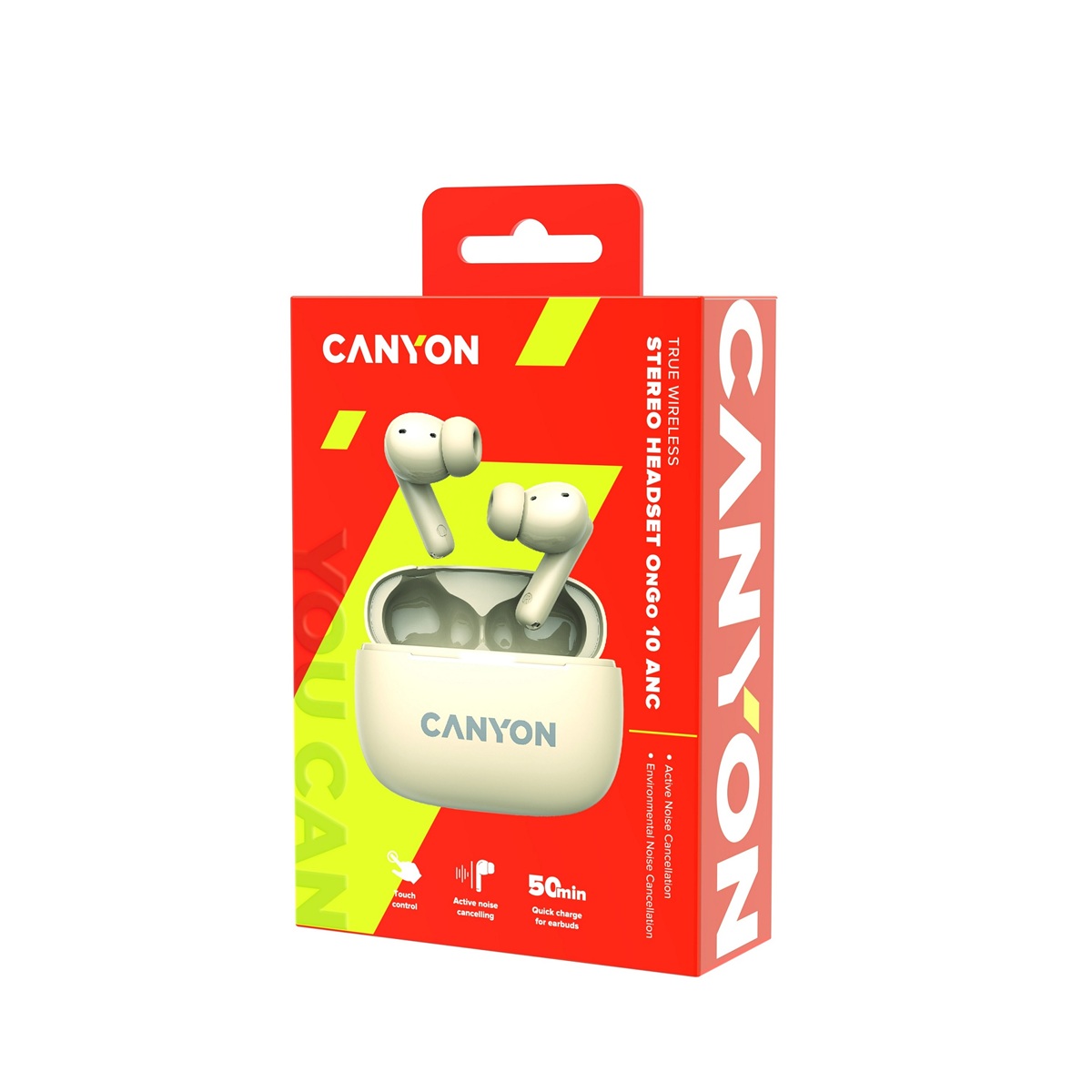 CANYON headset OnGo TWS-10 ANC+ENC Béžová