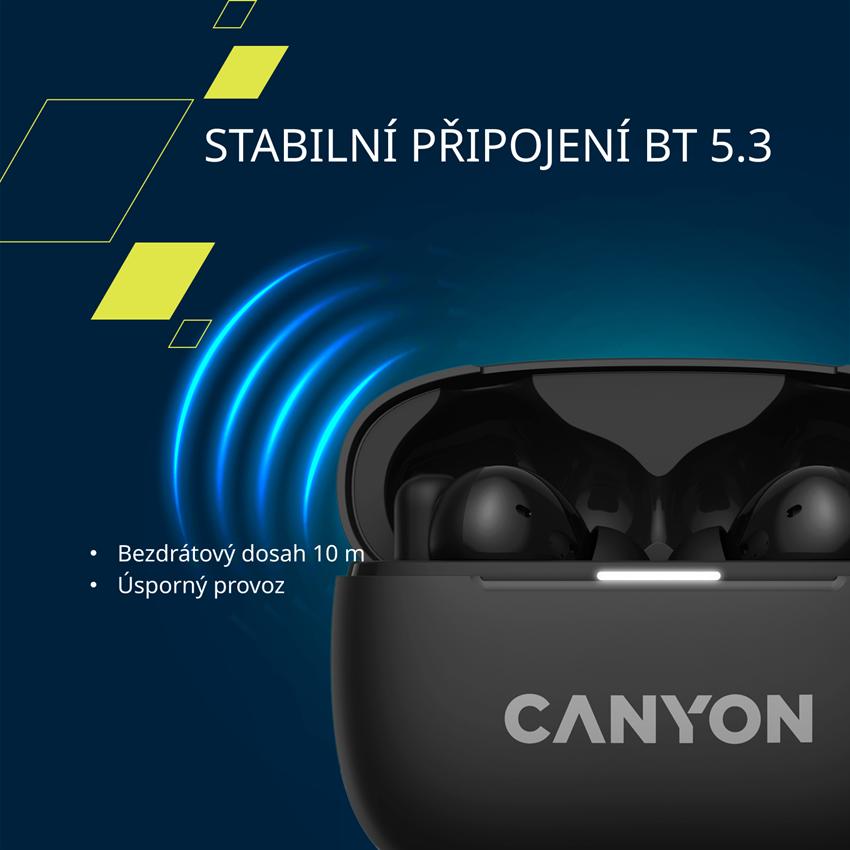 CANYON headset OnGo TWS-10 ANC+ENC Černá