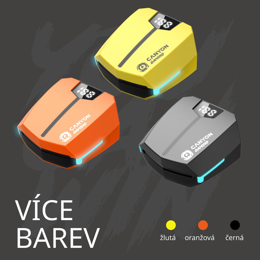 CANYON herní TWS Doublebee GTWS-2, BT sluchátka s mikrofonem, černá