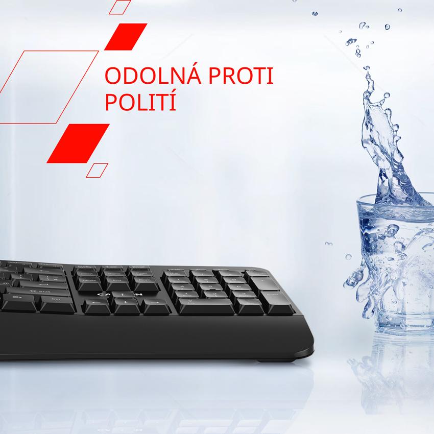 CANYON klasická USB klávesnice, omývatelná, černá