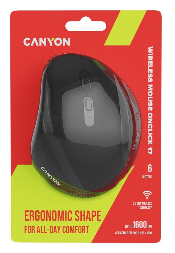 CANYON mouse OnClick 17 Ergonomic 6 buttons 1600DPI Wireless Black