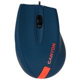 CANYON myš drátová M-11, 3 tlacítka, 1000dpi, pogumovaný povrch, modrá - cervené logo