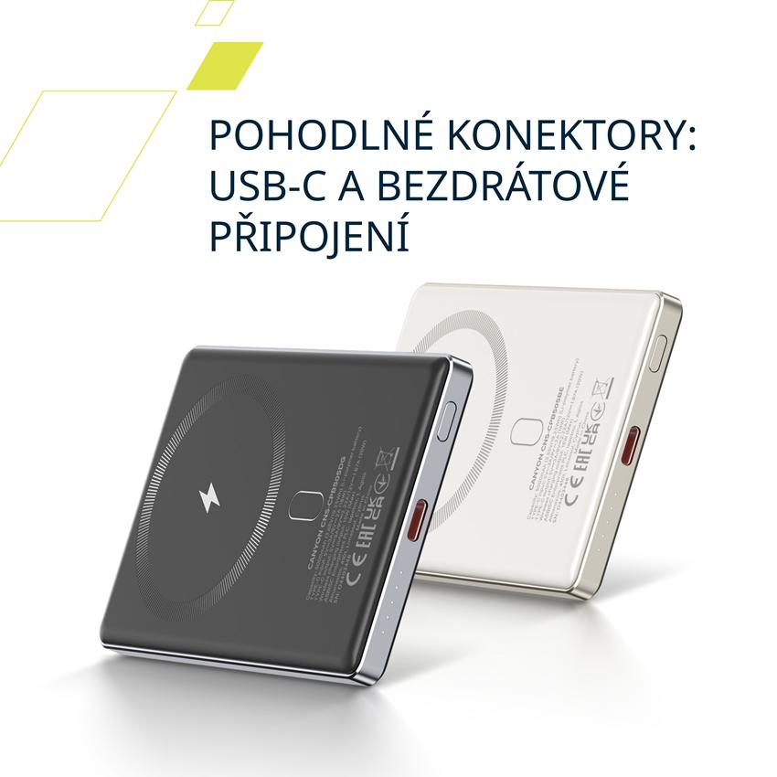 CANYON Power bank PB-505 slim Magsafe 5000 mAh PD20W Dark Grey