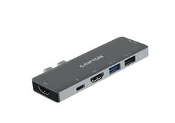 CANYON replikátor portů DS-5B, 7v1, pro Apple Mackbook s Thunderbolt 3 (USB-C 100W)
