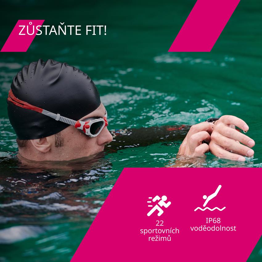 CANYON smart hodinky Badian SW-68 BLACK, 1,28" TFT displej, multi-sport, SpO2, IP68, BT 5.0, Android/iOS