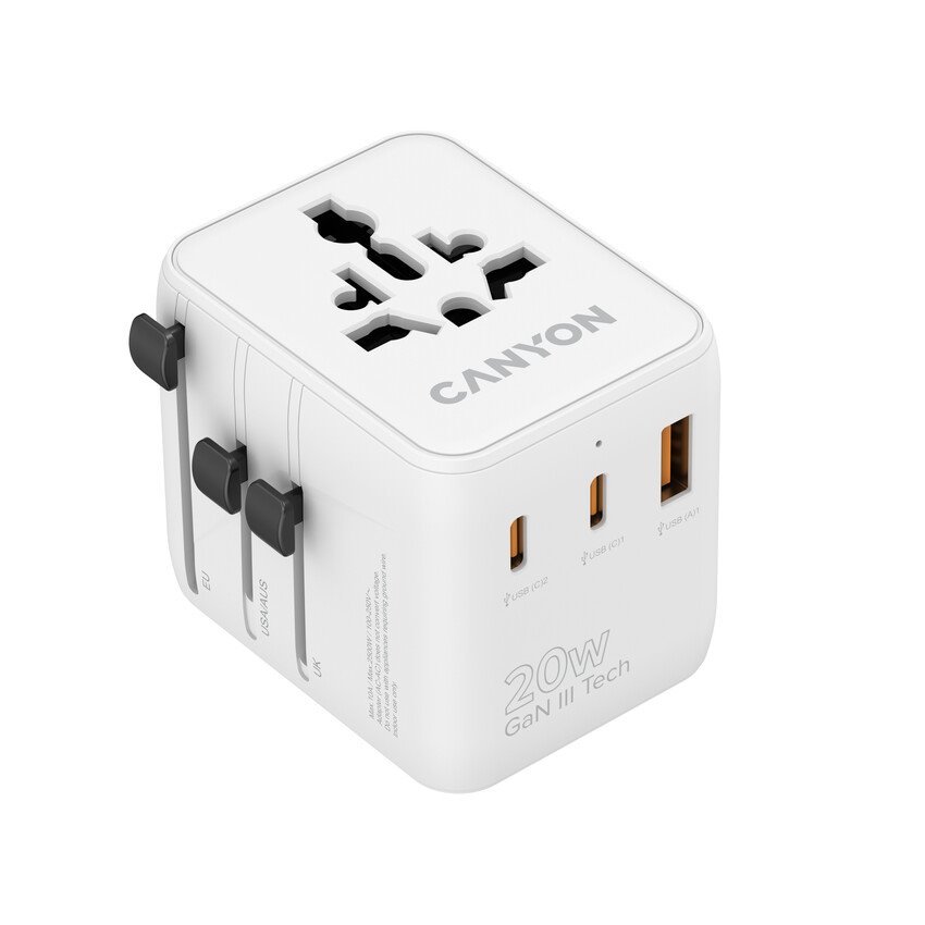 CANYON Travel Adapter OnTour 20 EU/UK/US/AUS 20W White