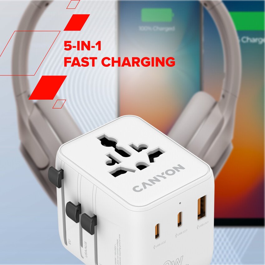 CANYON Travel Adapter OnTour 20 EU/UK/US/AUS 20W White