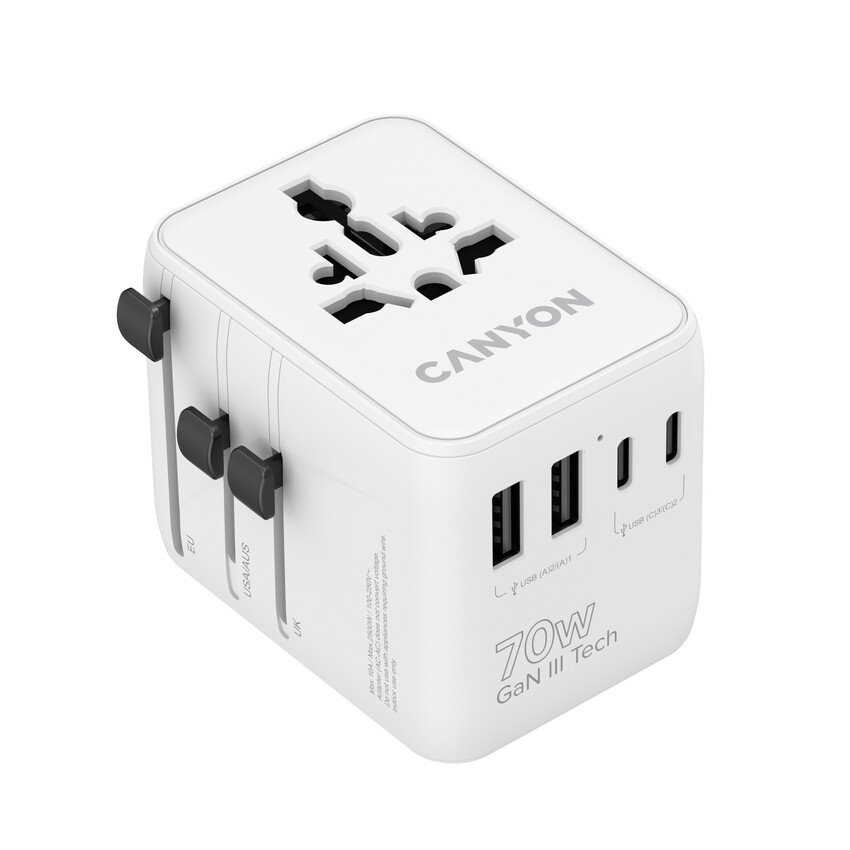 CANYON Travel Adapter OnTour 20 EU/UK/US/AUS 70W White